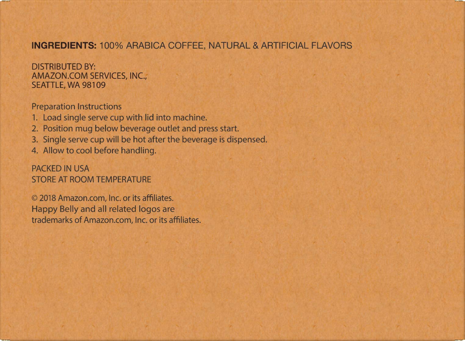 Amazon Brand - Happy Belly Light Roast Coffee Pods, French Vanilla, Compatible with Keurig 2.0 K-Cup Brewers, 100 Count
