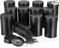 JUXYES 12 Pack Tea Tins Canister with Airtight Double Lids, 16 oz Loose Leaf Tea Storage Airtight Kitchen Canisters Tins Can Box for Storage Loose Tea Coffee Herbs and Spices, Black