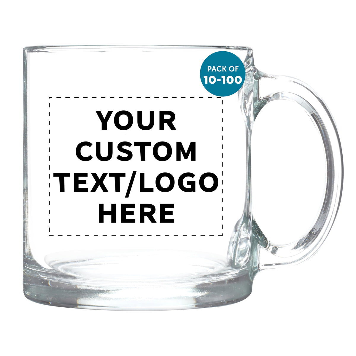 DISCOUNT PROMOS Clear Glass Coffee Mugs 13 oz. Set of 10, Bulk Pack - Perfect for Coffee, Tea, Espresso, Hot Cocoa, Other Beverages - Red Bottom