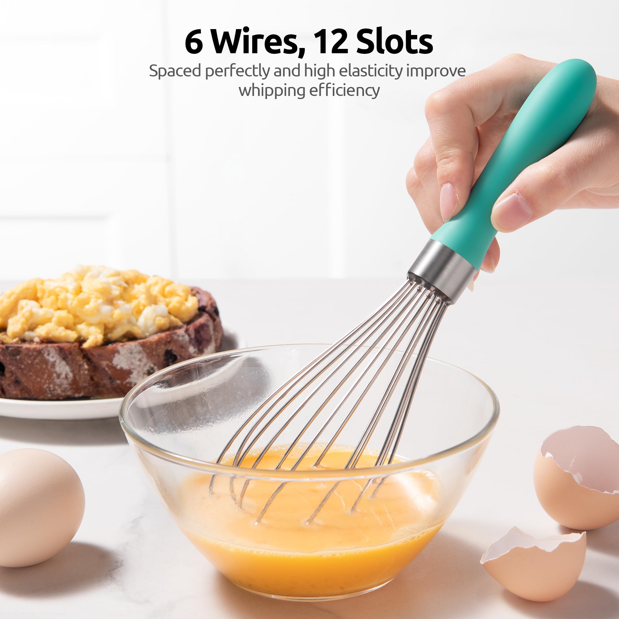 U-Taste Wire Whisk for Cooking, 18/10 Stainless Steel Wisk, S/Aqua Sky
