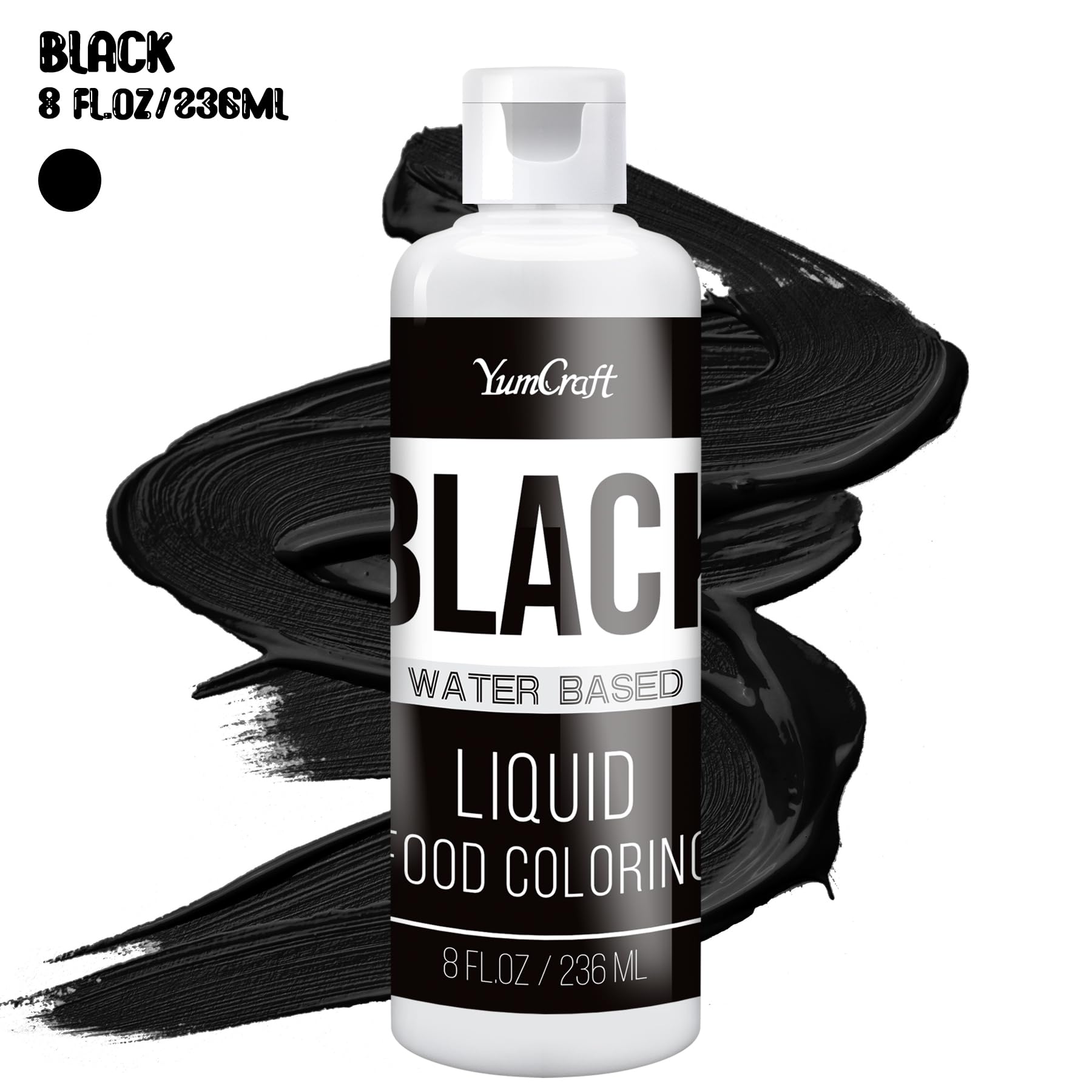 Food Coloring Liquid - Vibrant Color Food Coloring for Cake Decorating, Baking, Easter Egg, Icing - Tasteless Food Color Dye for Fondant, Cooking, Airbrush (Black, 8 Fl.oz)