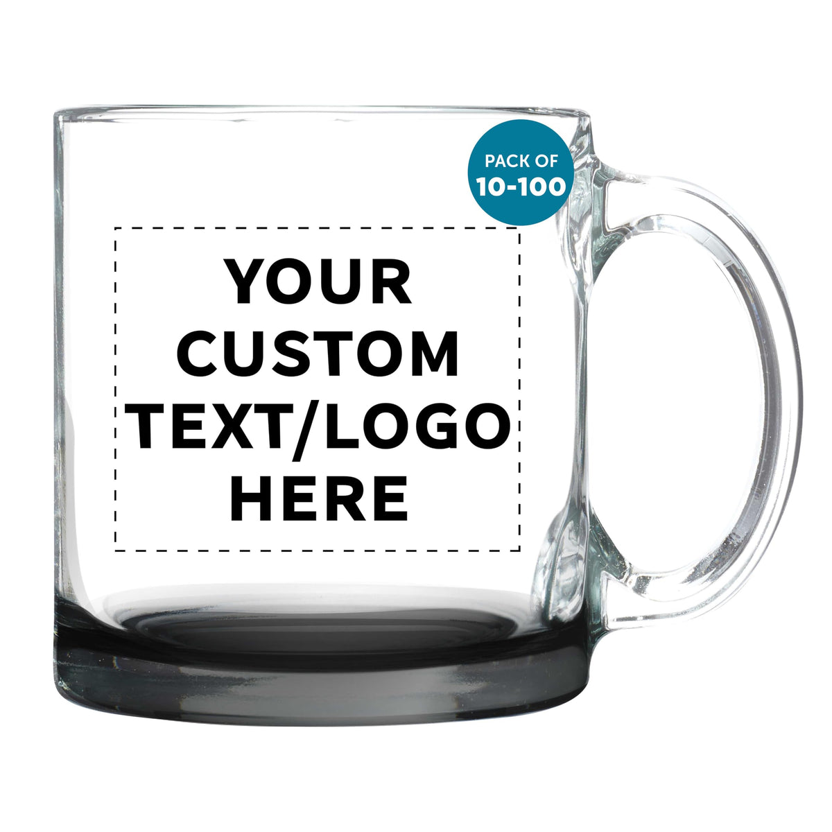 DISCOUNT PROMOS Clear Glass Coffee Mugs 13 oz. Set of 10, Bulk Pack - Perfect for Coffee, Tea, Espresso, Hot Cocoa, Other Beverages - Red Bottom