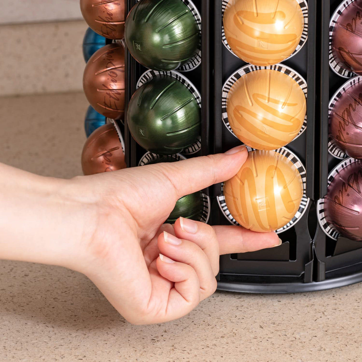FlagShip Vertuo Pod Carousel Holder 100+ Pods Capacity Black Sturdy Metal