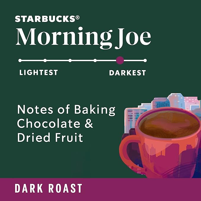 Starbucks Ground Coffee, Dark Roast Coffee, Morning Joe, 100% Arabica, 6 bags (12 oz each)