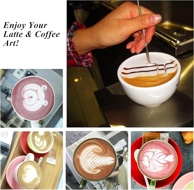 5 PCS Latte Art Pen Cinnamon Pen for Coffee,Barista Espresso Coffee Latte Art Tools Accessories for Coffee Bar Barista Make Creative Coffee Designs Decors,Stainless Steel Silver,LXLVOUEG