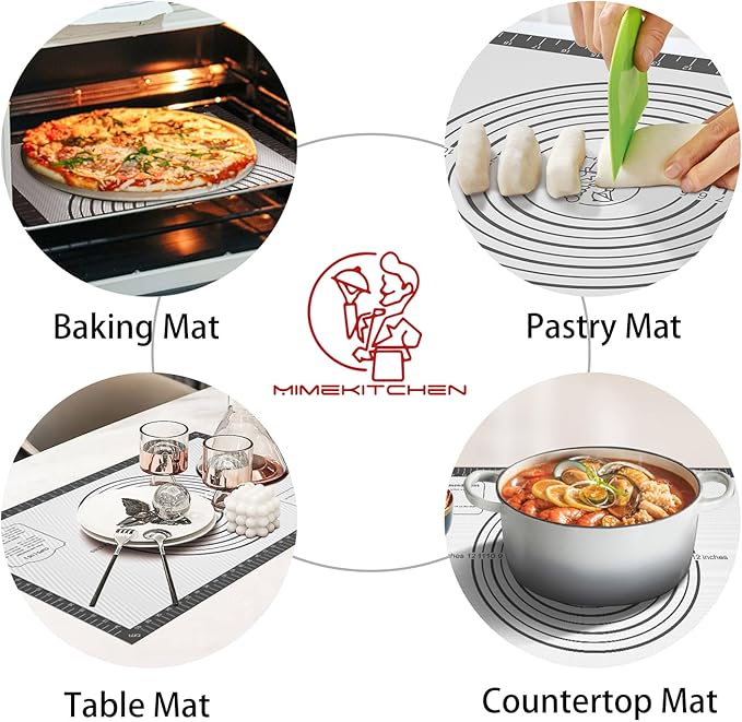 Non Stick Silicone Pastry Mat,Silicone Dough Rolling Mat Baking Mats Silicone for Baking Sheets Large Silicone Mat for Baking Fondant Pie Crust Pizza and Cookies Mat Heavty Duty Kitchen Counter Mat