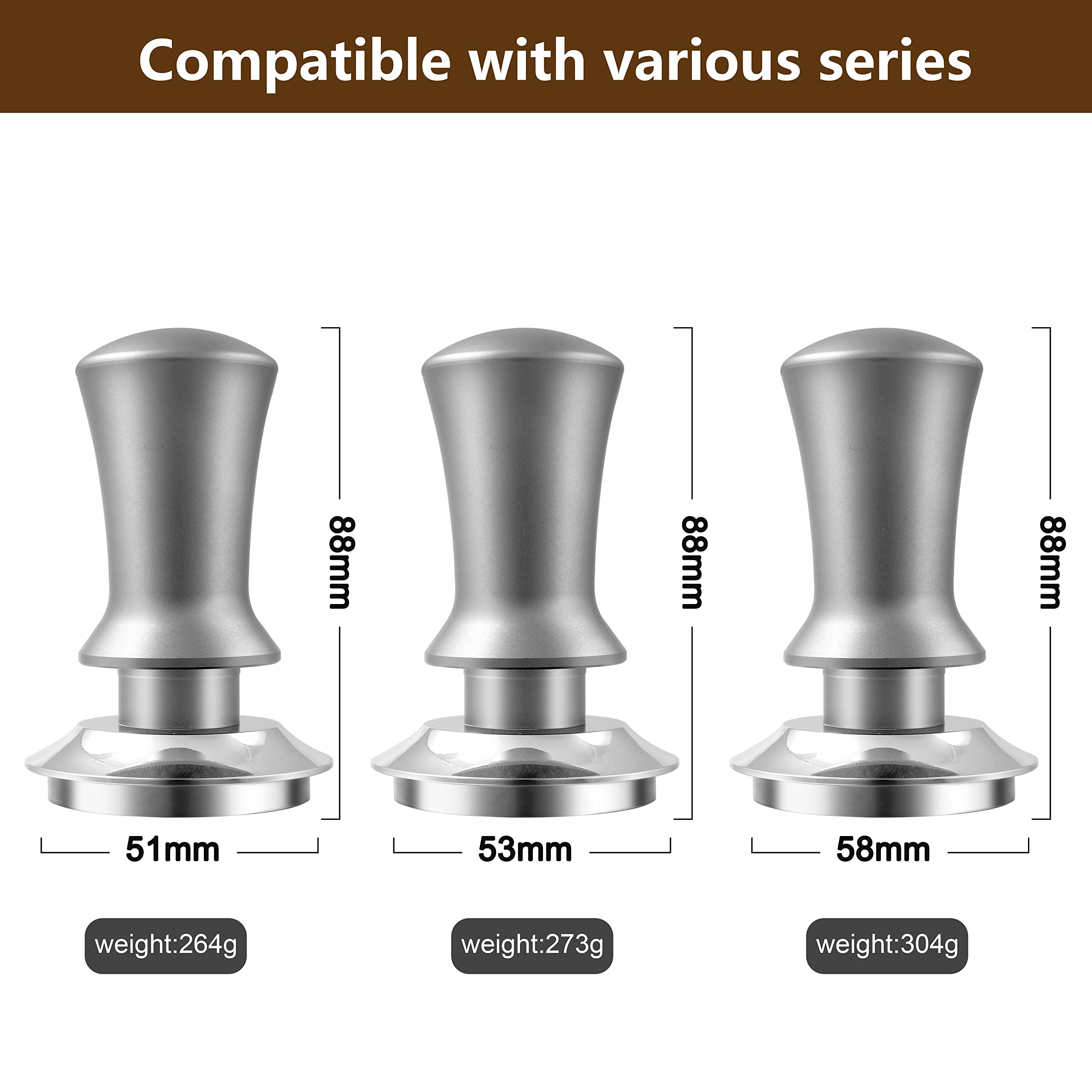 K COOL Coffee Tamper, Espresso Tamper, Premium Barista Tamper with Calibrated Spring, 100% Flat Stainless Steel Base Tamper for Espresso Coffee Machine (51mm, Silver)