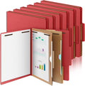12 Pcs Classification Folders Letter Size, Back to School Supply for Teacher, Student, 2 Pocket Dividers Pressboard File Folder Bulk with 2 Fasteners, 2 in Expanding File Organizer (Red)