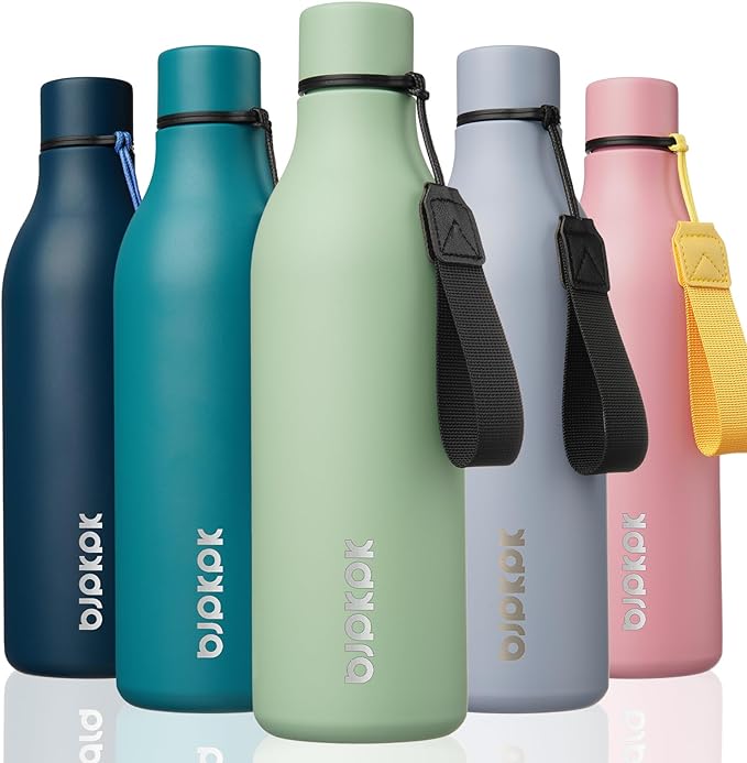 BJPKPK 18oz Insulated Water Bottle, Stainless Steel Bottle with Carry Strap