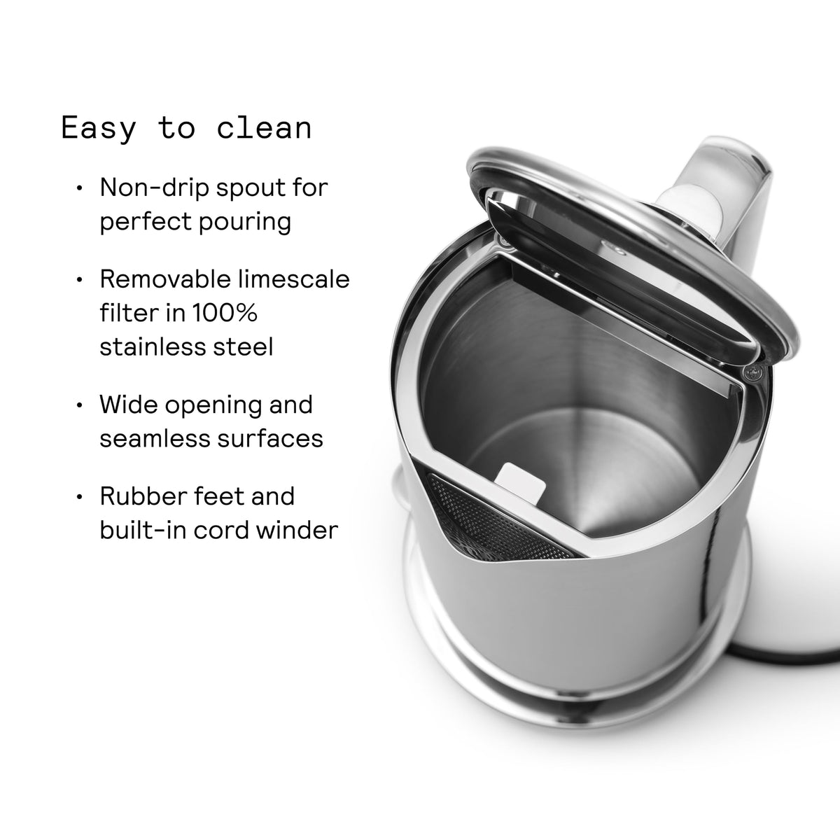 Aarke Kettle - Electric Stainless Steel Tea Kettle 1.2L (40oz), Steel