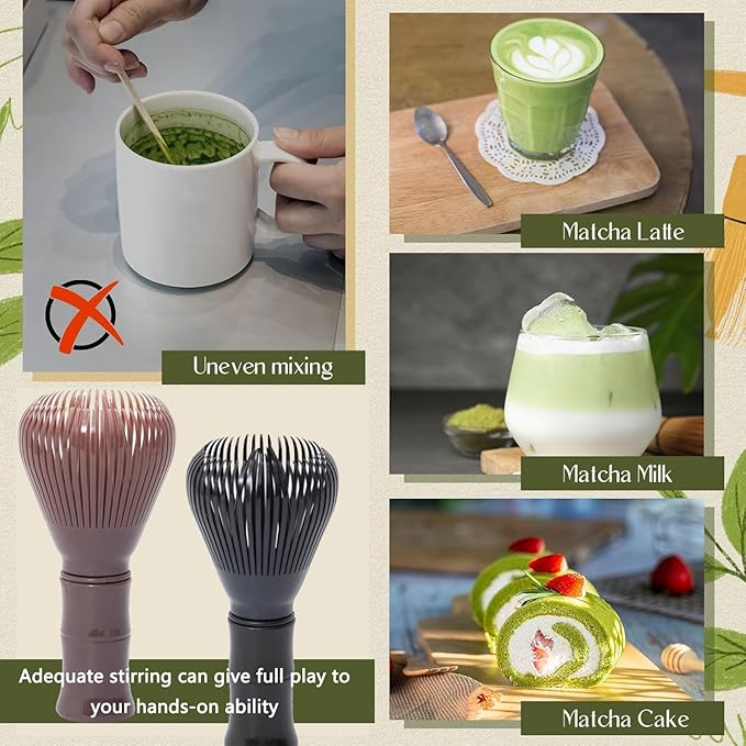Traditional Matcha Whisk Reusable Resin Matcha Whisk Chasen Dishwasher Safe Matcha Stirrer Matcha Green Tea Powder Preparation Prepare Japanese Matcha Tea (Z_Coffee)