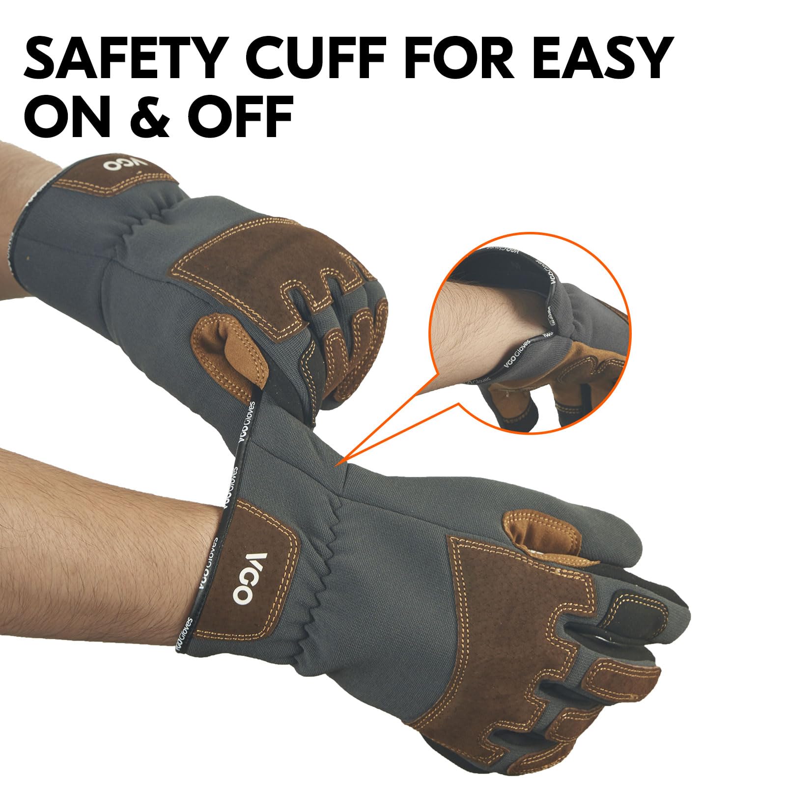 Vgo... 1-Pair Gardening Gloves Men, Safety Work Gloves, Puncture-proof, Thornproof, Touchscreen (Gray,S,SL7475)