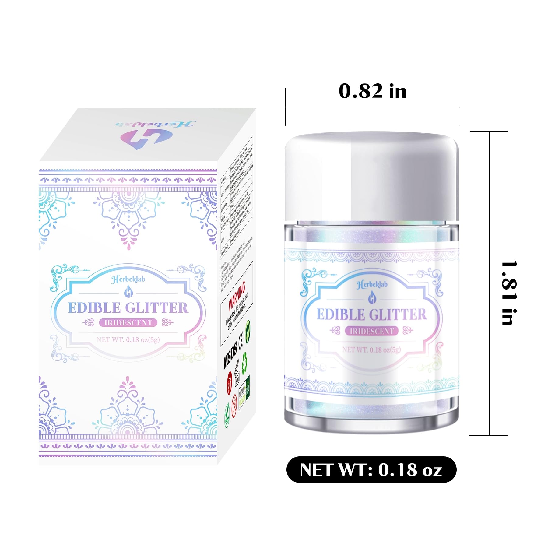 Iridescent Edible Glitter – 5g Rainbow Luster Dust Drink Glitter, Food Grade Shimmer Powder for Cocktails, Cakes, Beverages, Chocolate & Candy