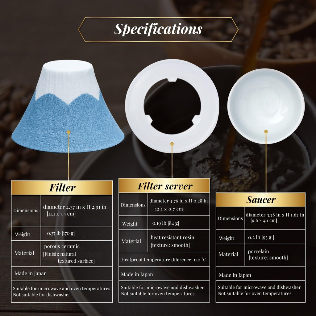 Wablade Ceramic Reusable Coffee Filter Dripper Paperless Sustinable Mt. Fuji Made in Japan (Yellow)