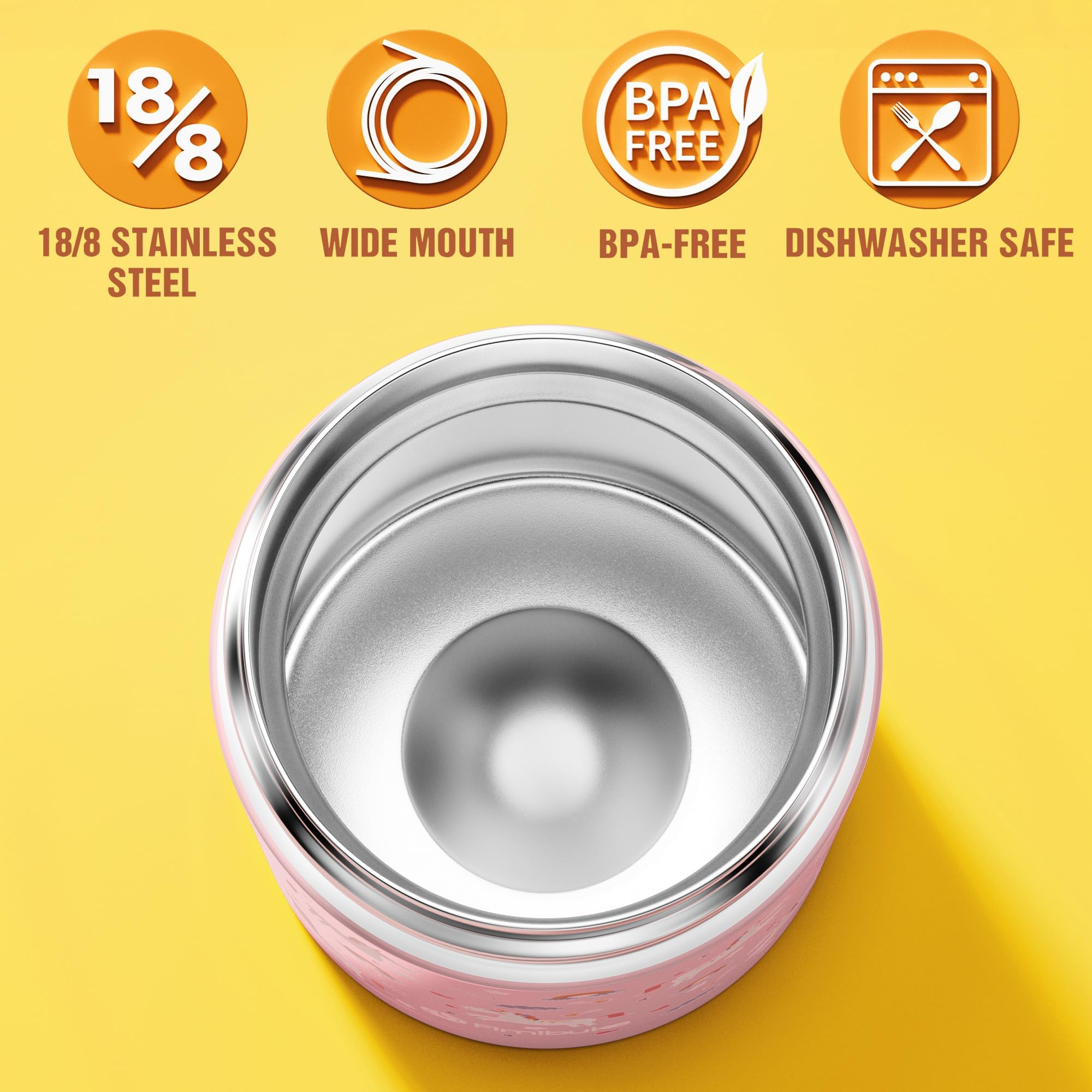 Fimibuke Insulated Kids Food Jar, 2 Pack 12 OZ Bpa Free Stainless Steel Vacuum Lunch Jar for Hot Cold Food, Leakproof Snack Container for School Boy Girl Wide Mouth Toddler Lunch Box for Smoothie Soup