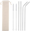 Set of 4 Reusable Metal Straws, 10.5'' Long Stainless Steel Straw with Cleaning Brushes and Case, Drinking for 30 oz and 20 oz Tumblers.
