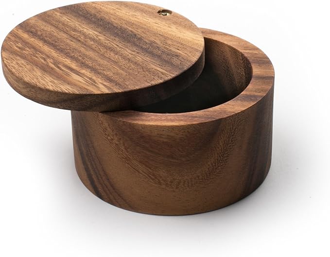 Ironwood Gourmet 28218 Square Charleston End Grain Chef's Board, Acacia Wood 14" Square & 28221 Appalachian Salt Cellar, Acacia Wood, 4 x 4 x 2.5 inches, Brown