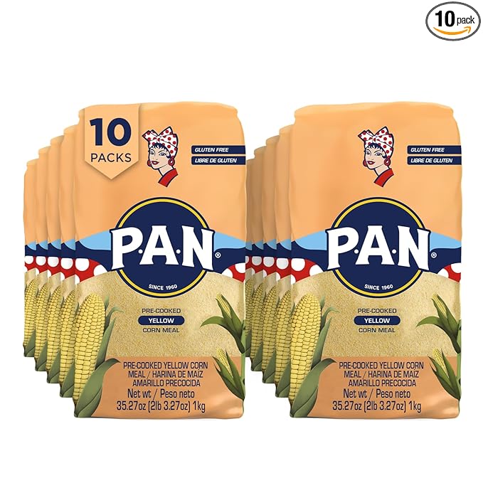 P.A.N. Yellow Corn Meal – Pre-cooked Gluten Free and Kosher Flour for Arepas (2.2 lb / Pack of 10)