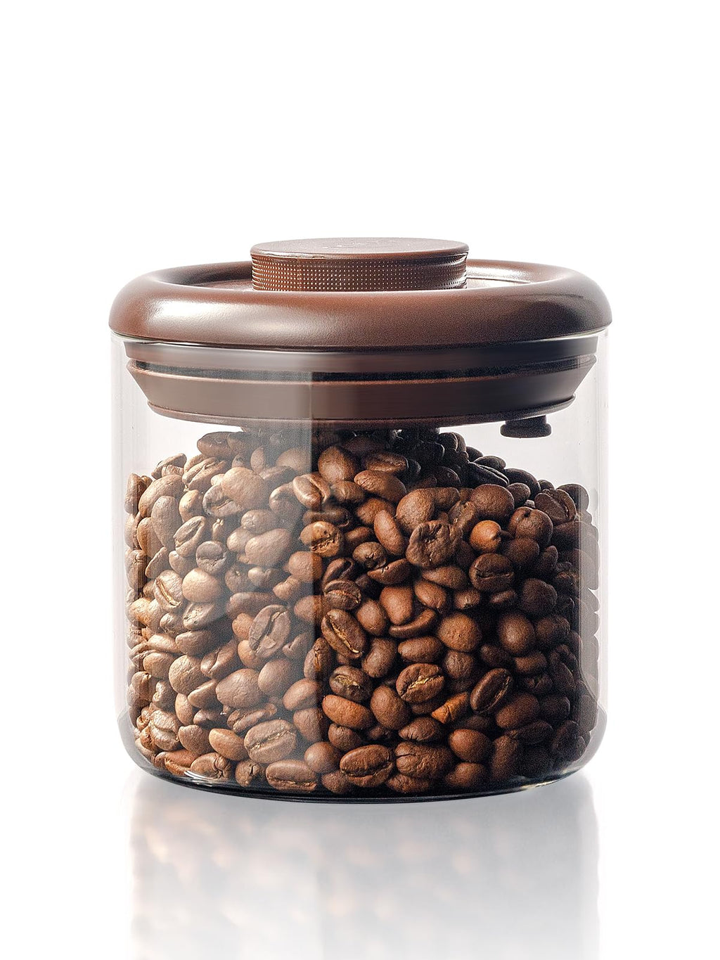 7 oz Coffee Canister, Clear Glass Jar with Airtight Pop Lid and CO₂ Valve