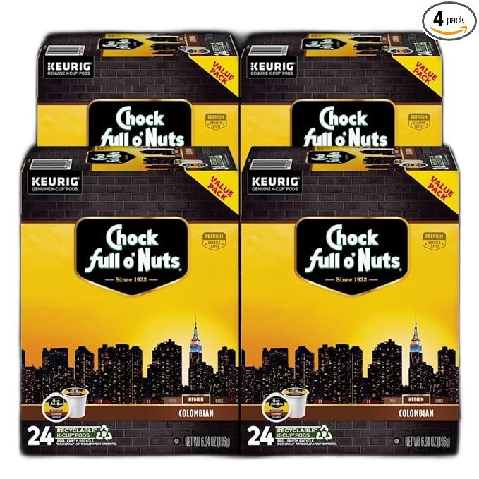Chock Full o' Nuts Heavenly Original Keurig K-Cup Pods for Keurig Brewers – Premium Arabica, Medium Roast – Single Serve – 1 Pack of 32 K-Cup Pods