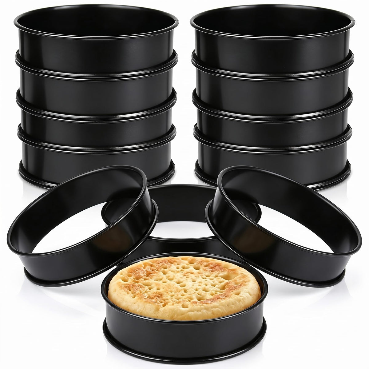 8Packs Perforated Tart Rings 3.15 Inch Stainless Steel Perforated Cake Rings, Round Ring Molds for Cookies, fruit tarts, Prevent Soggy Crust & Even Baking