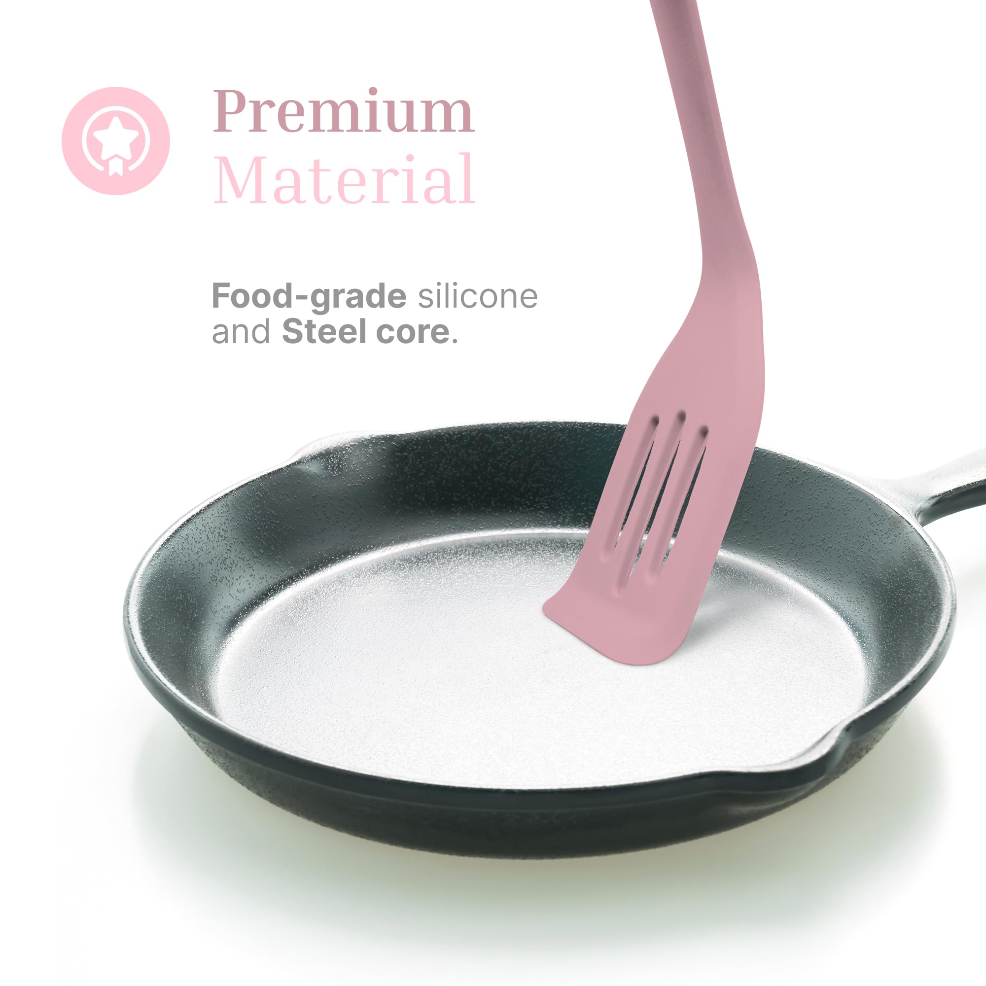 Silicone Slotted Turner Set (2-Piece) Turner Spatulas for Eggs & Pancakes