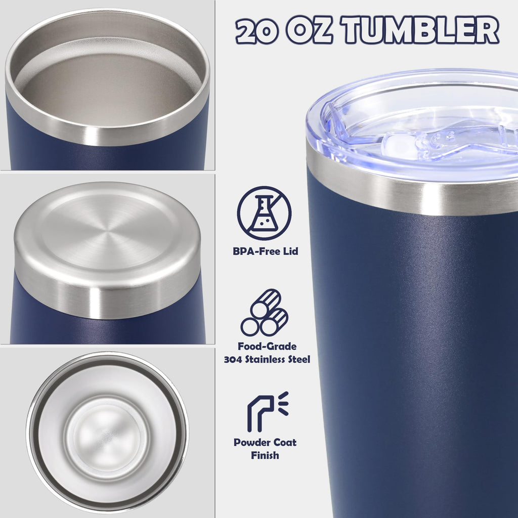 20oz Tumbler Stainless Steel Tumbler Coffee Tumbler with Lid Navy, 8P