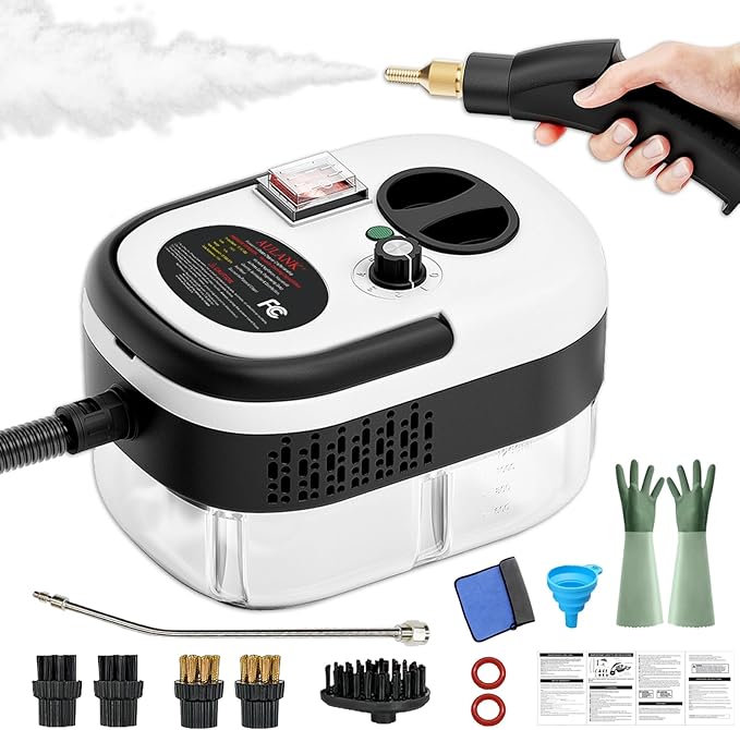Steam Cleaner, Portable Pressurized Steamer for Cleaning with 14pcs Accessories, 6-Level Adjustable,15s Heat-Up, Handheld Steam Cleaner for Home, Tile, Dirt, Grout, Grease