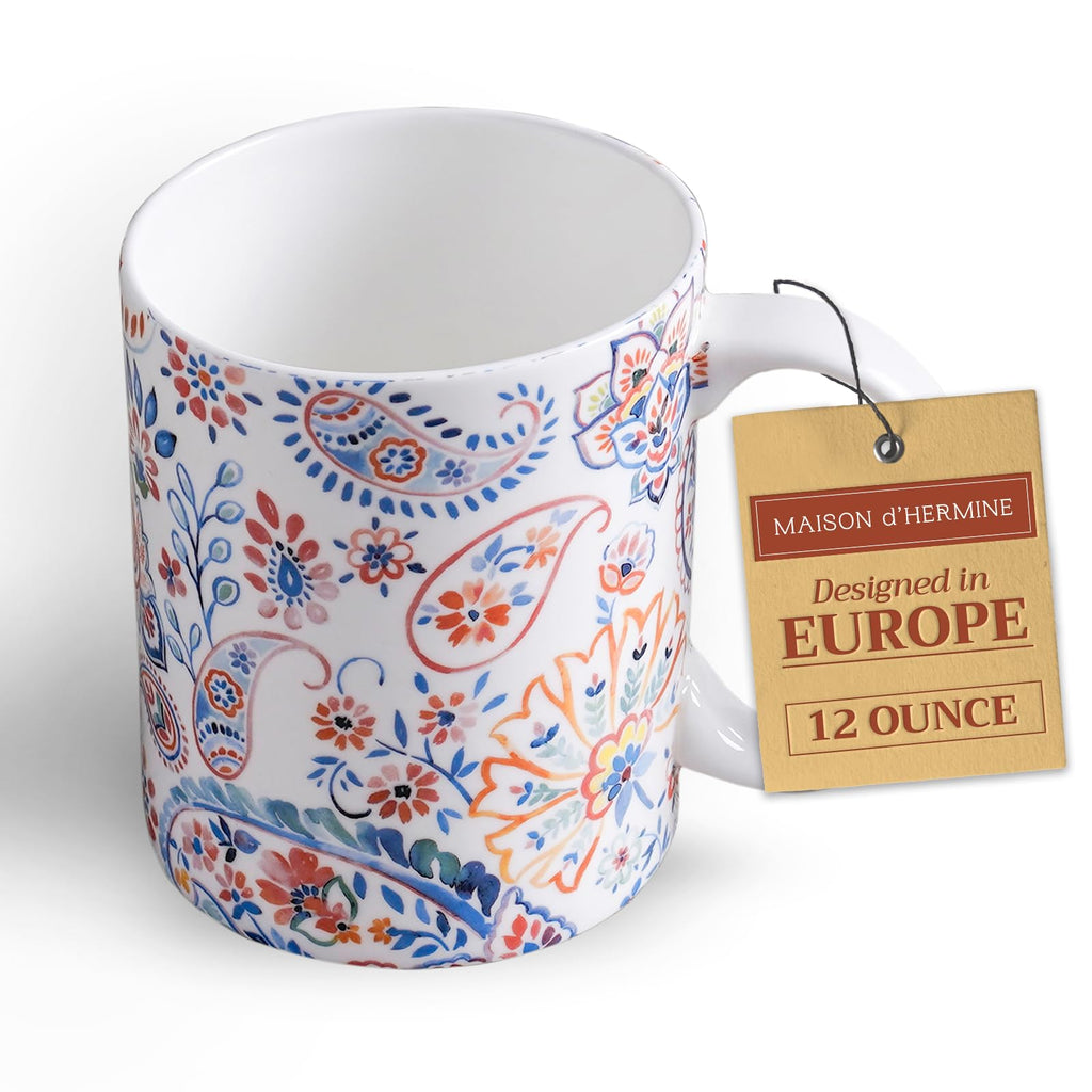 Maison d' Hermine Coffee Mug with Handles Tea Cups (12 Ounce, Pack of 1)