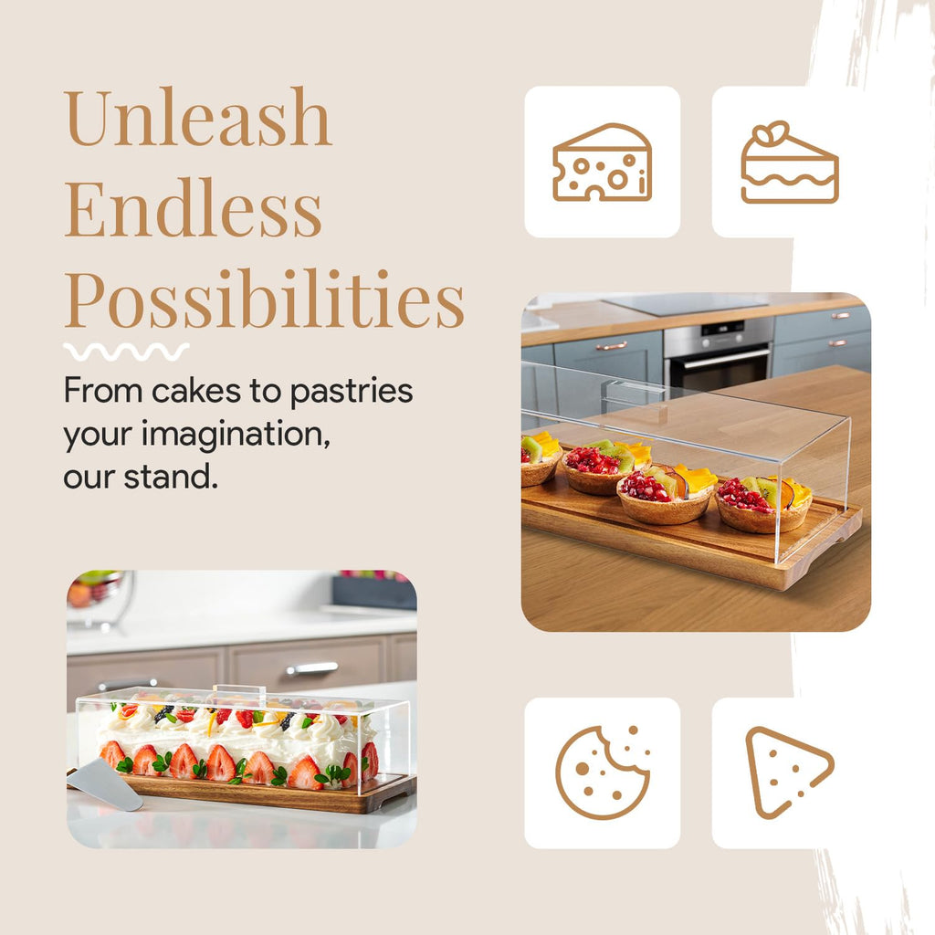HOMESPHERE Cake Display with Lid, Rectangle Cake Stand, Cookie Display