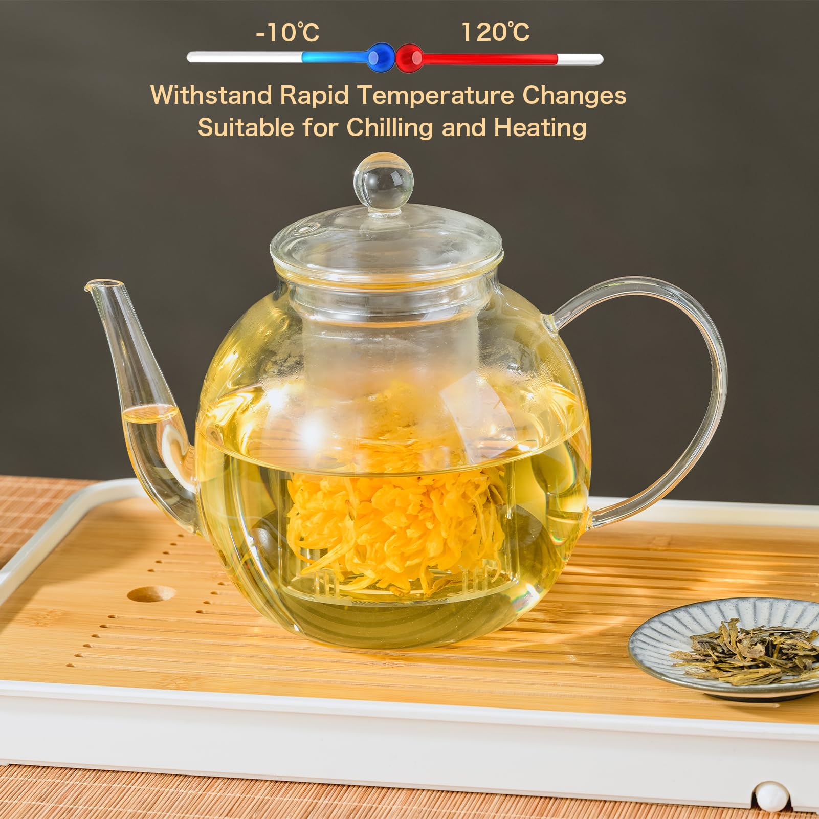 Wlasss Large Glass Teapot with Infuser, 1530 ml/52 oz Clear Tea Kettle