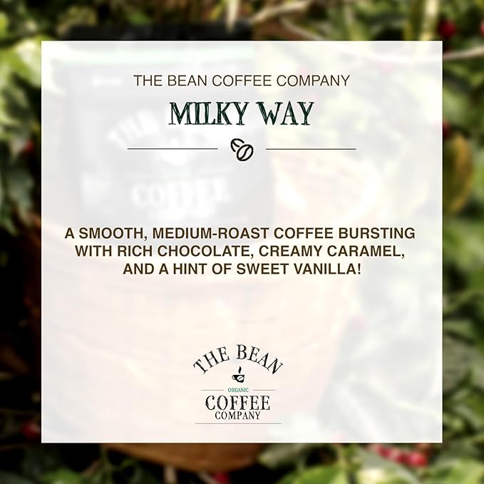 The Bean Organic Coffee Company Milky Way, Medium Roast, Ground Coffee, 16-Ounce Bag, Café molido tostado orgánico