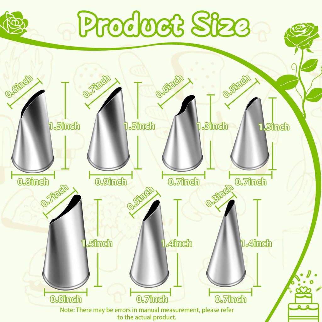 Suuker Fondant Rose Piping Tips Set, 7 Pieces