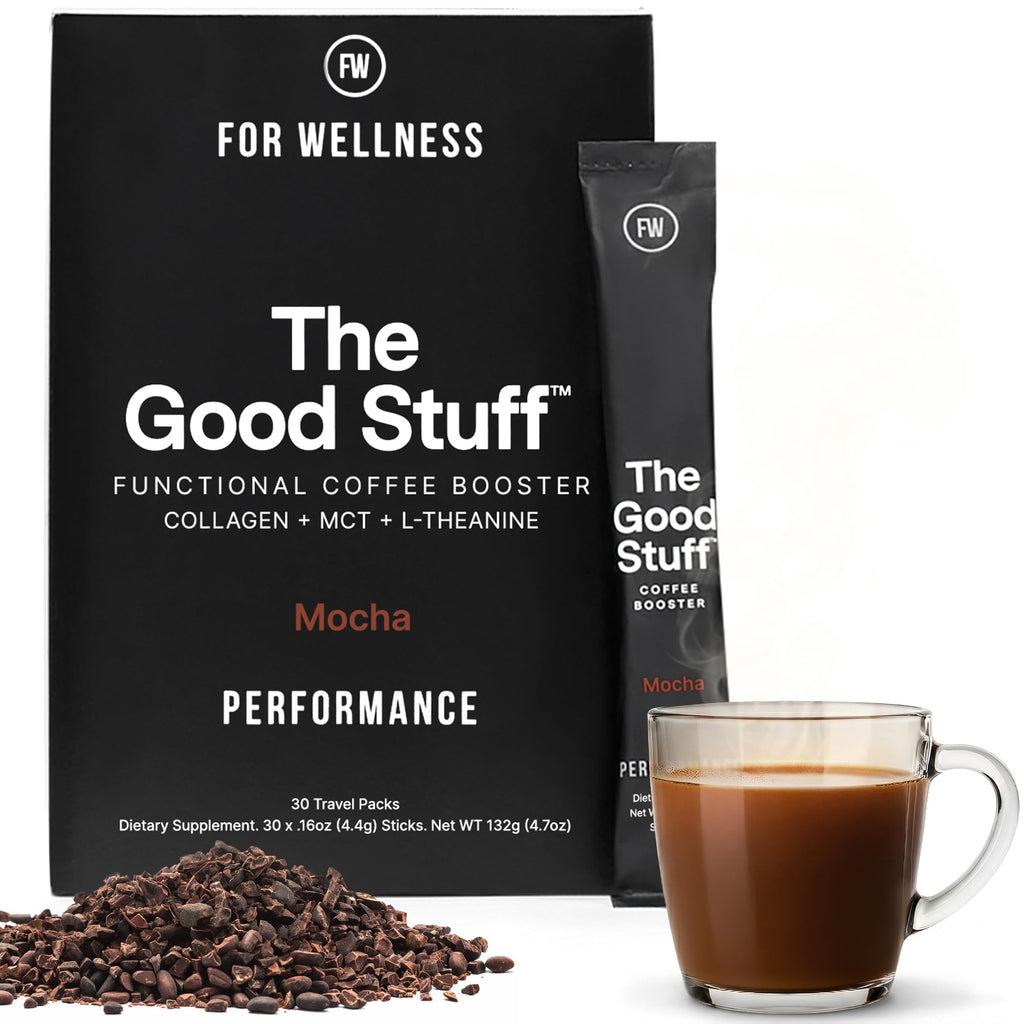 The Good Stuff | Mocha Coffee Booster | Healthy Coffee Creamer for Focus & Energy | Keto, Non-Dairy Creamer Powder with MCT Oil, Collagen & L-Theanine | 30 Servings