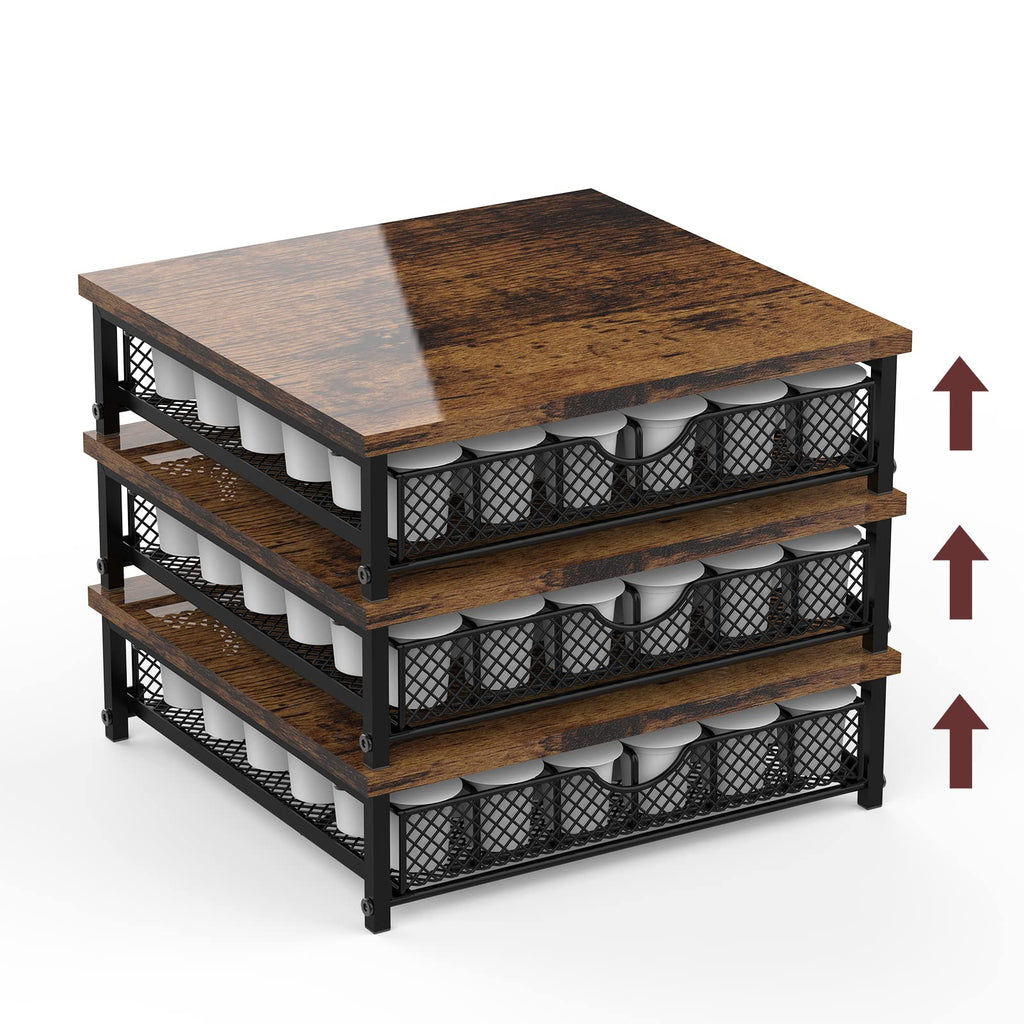 Coffee Pod Drawer for K Cups Drawer Organizer Coffee Pod Storage with Drawer Baskets Pod Storage Holder for Cafe Counter in Home Office Farmhouse 36 Capacity