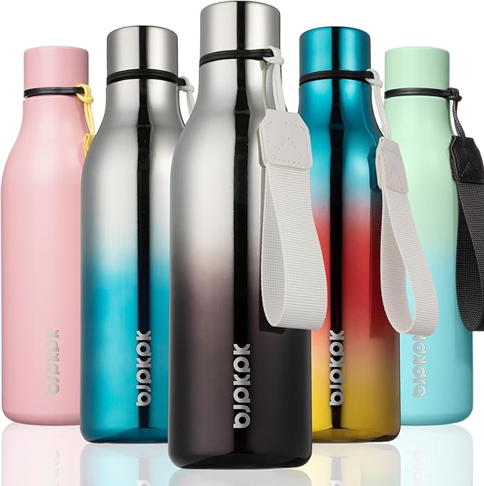 BJPKPK 18oz Insulated Water Bottle, Stainless Steel Bottle with Carry Strap