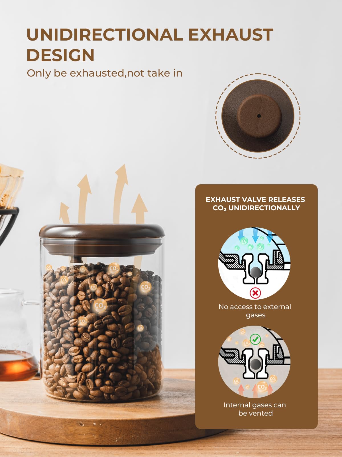 Tourdeus Coffee Container, 10 oz Airtight Glass Storage Canister, 2 Pack