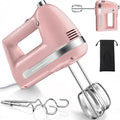 Z-DESDEMONA Electric Hand Mixer, Powerful Hand Mixer Electric Handheld with 304 Beaters, Dough Hook, Whisk, Hand Held Mixer with Turbo for Baking Cakes, Eggs, Cream Food(Pink)