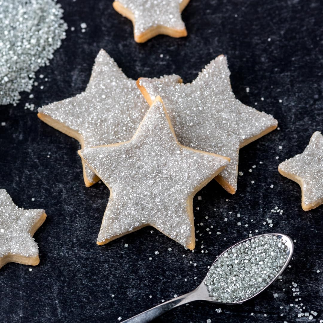 Sweets Indeed Silver Decorating Sugar – Metallic Silver Sanding Sugar Crystals for Baking & Decorating Cupcakes, Cookies, Cakes & Desserts – Wedding, Holiday & Party Topping – 5.11 ounces