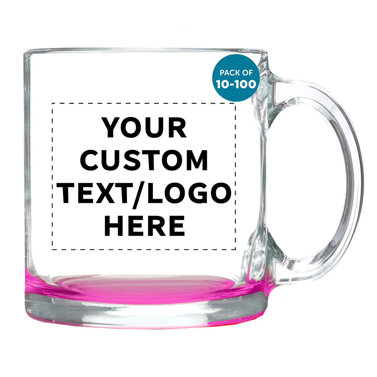 DISCOUNT PROMOS Clear Glass Coffee Mugs 13 oz. Set of 10, Bulk Pack - Perfect for Coffee, Tea, Espresso, Hot Cocoa, Other Beverages - Red Bottom