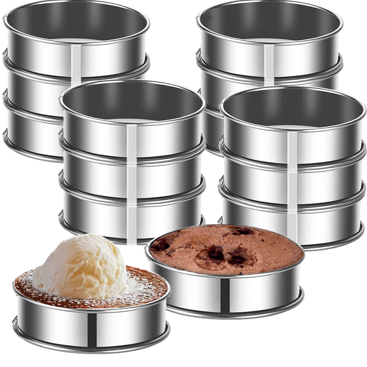 KUAYB 12packs Crumpet Rings 4 Inch English Muffin Rings Stainless Steel Double Rolled Nonstick Metal Round Tart Ring Molds for Cookie Cooking Baking