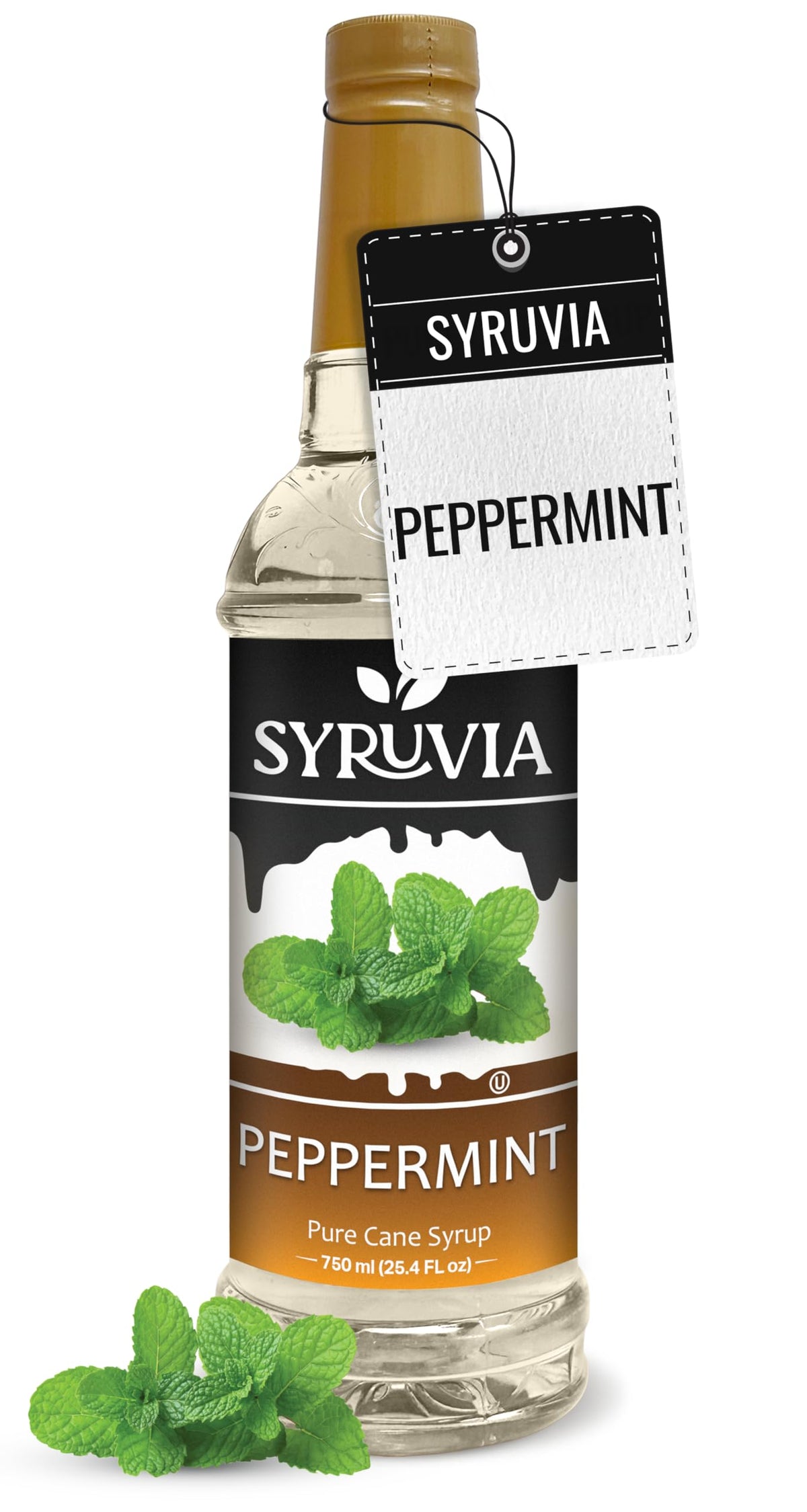 Syruvia Coffee Syrup, Peppermint Flavored Syrup for Drinks, Lattes, and Desserts – 25.4 fl oz