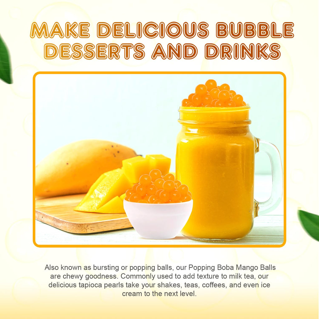 Fanale Mango Fruit Popping Boba Pearls for Bubble Tea and Drinks, 7lb,4Pack