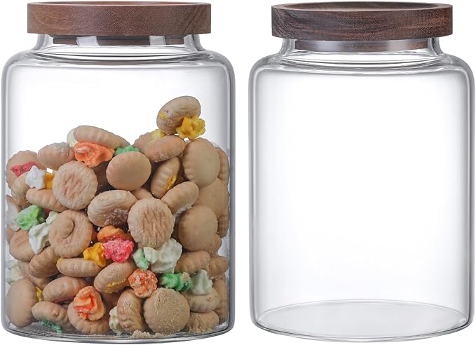 Vacuum Coffee Canister Glass Food Storage Jars With Airtight Lids Borosilicate Glass Coffee Canister Container for Coffee Beans & Grounds Tea Sugar Spices Kitchen (40oz（1200ml)-2 pack