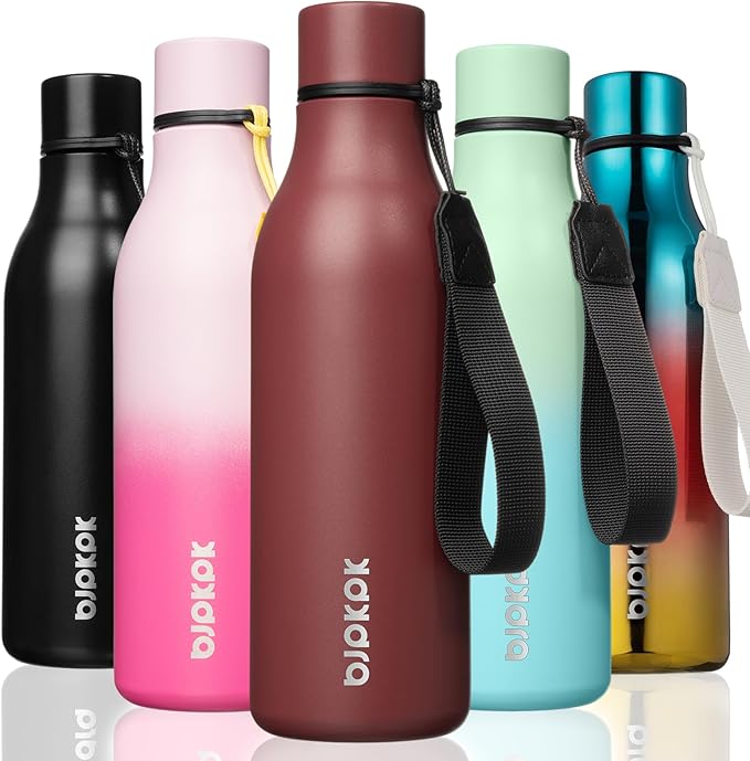BJPKPK 18oz Insulated Water Bottle, Stainless Steel Bottle with Carry Strap