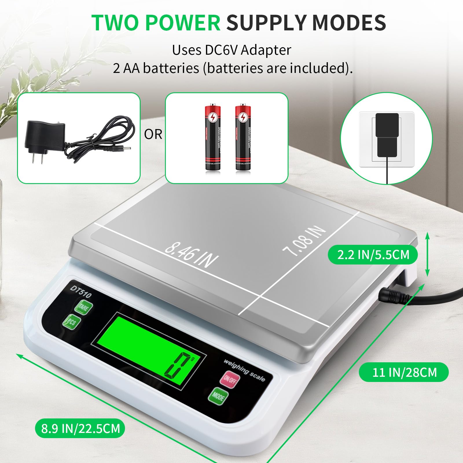 LNXDMWMS Large Digital Kitchen Scale 40kg/88lbs with Tare and PCS Funtion