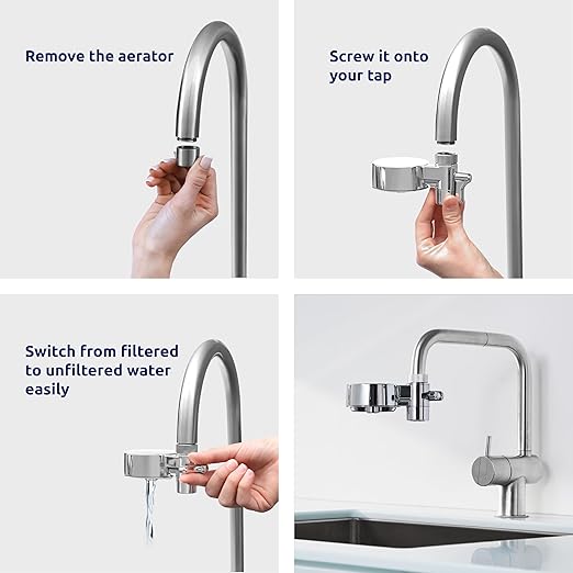 Tappwater EcoPro Compact - Smallest Tap Water Filter Available, Filters 100+ substances. 5 Stage Nanotechnology Water Filtration System. Faucet Water Filter (Chrome)