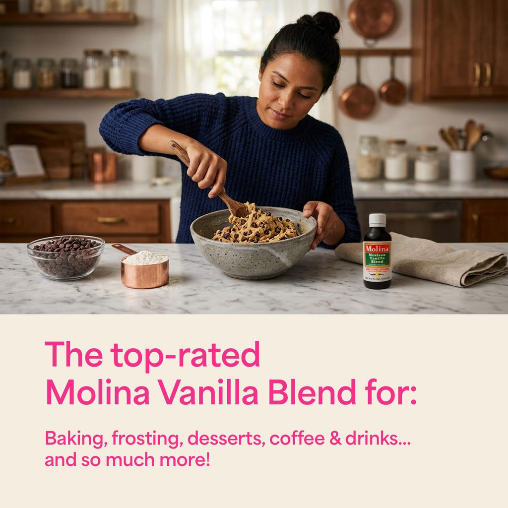 Vanilla Molina - Mexican Vanilla Blend with Pure Vanilla Extract - 2 Pack (16.6 Fl Oz Bottles) Natural Flavoring for Baking, Drinks and Desserts