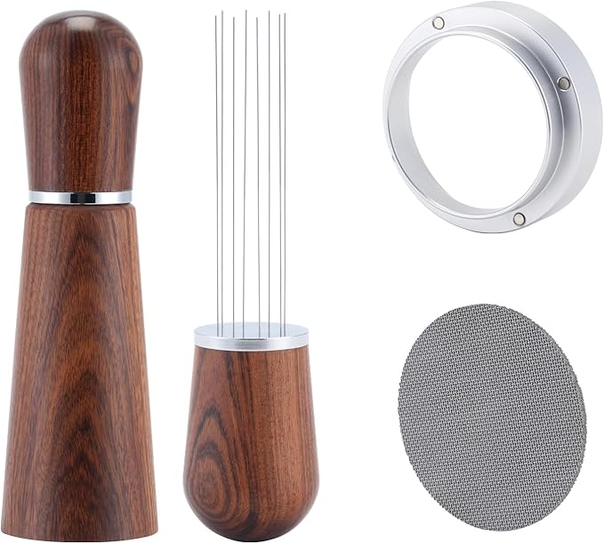 58mm Espresso Accessories Kit,316 Stainless Steel WDT Tool Espresso,Dosing Funnel and Puck Screen Set，Espresso Distribution Tool,Espresso Coffee Stirrer for Barista