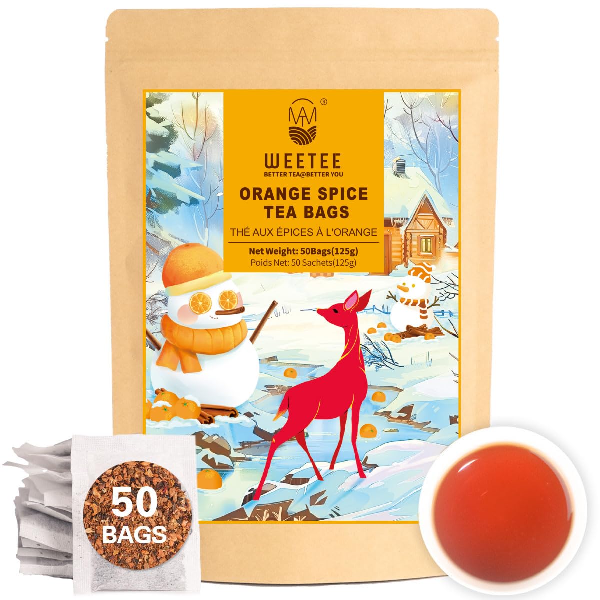 WT WEETEE Chamomile Lavender Tea Bags 100ct, Caffeine-free Tea for Bedtime
